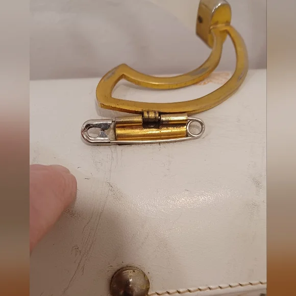 Gladys Golden Italian Vintage White Wicker Bag W/ Plaid Interior - Picture 7 of 15